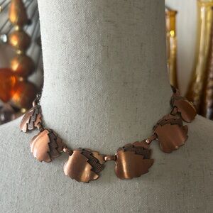 Vintage Copper Leaf Choker Necklace